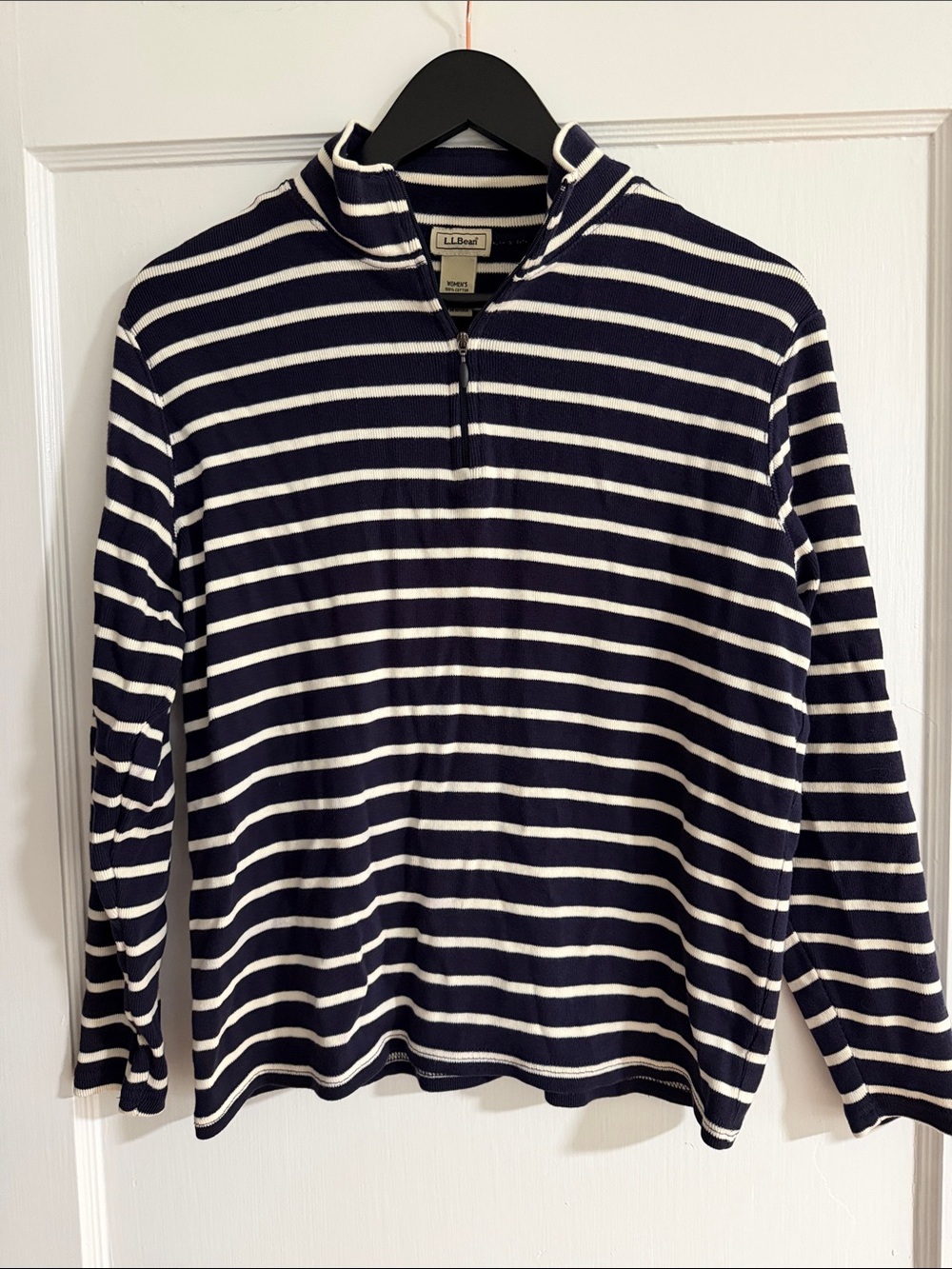 L.L. Bean Striped Quarter-Zip Sweater